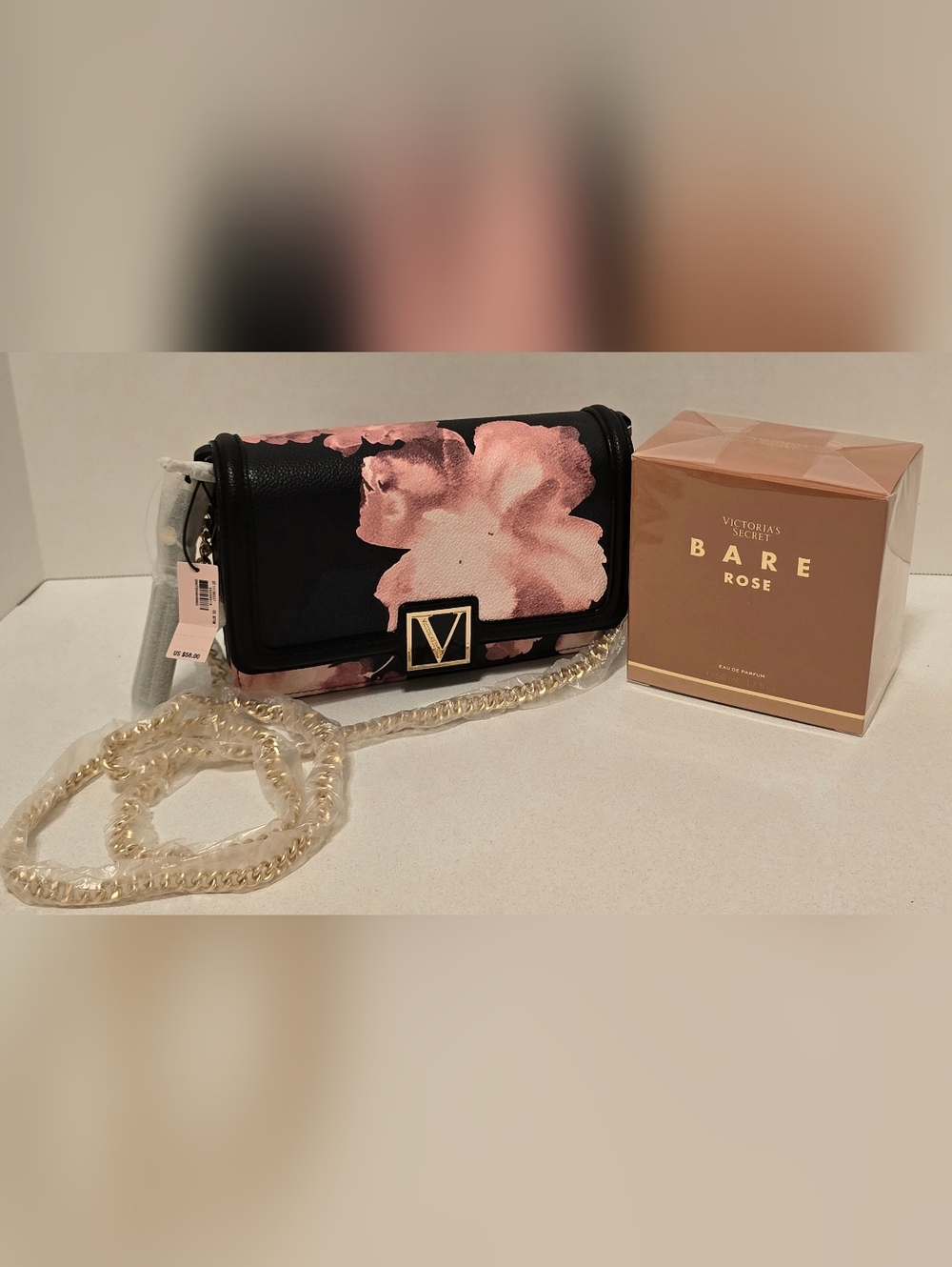 Victoria's Secret Crossbody Bag- Night Bloom and Bare Rose Parfum 1.7oz Bundle